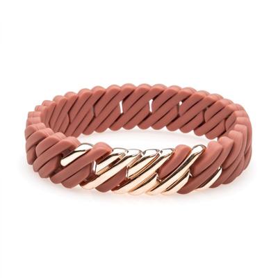 Armband Dames TheRubz Siliconen Roestvrij staal Staal/Siliconen Kleur Roze Afmeting 15 mm x 19 cm