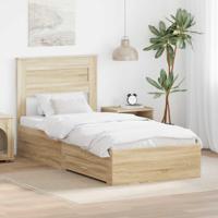 Bedframe met hoofdeinde Sonoma Eiken 100 x 200 cm Bewerkt hout - thumbnail