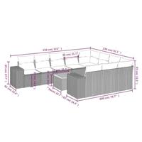 11-delige Loungeset met kussens poly rattan grijs - thumbnail