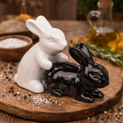Peper- en zoutstel konijnen - Keramiek - Set van 2