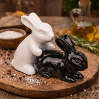 Peper- en zoutstel konijnen - Keramiek - Set van 2 - thumbnail