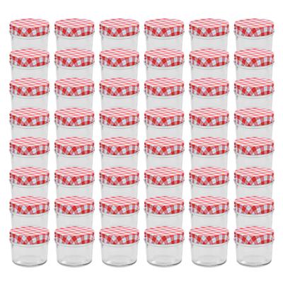 VidaXL Jampotten met wit met rode deksels 48 st 110 ml glas VidaXL Jampotten met wit met rode deksels 48 st 110 ml glas