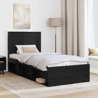 Bedframe met hoofdeinde Zwart 90 x 190 cm Massief grenenhout - thumbnail