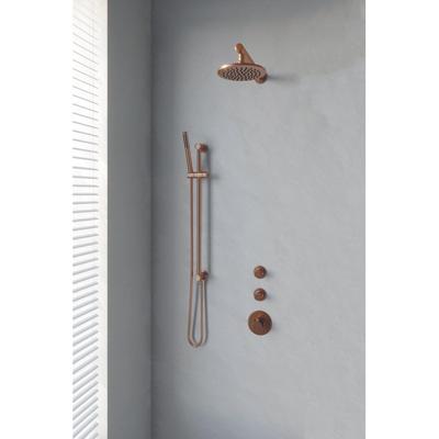 Brauer Copper Edition Thermostatische Regendoucheset Inbouw - Hoofddouche 20 cm - Rechte Wandarm - Handdouche Staaf - Doucheslang - Geintegreerde Glijstang