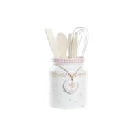 Set Keukengerei DKD Home Decor Dolomite Hout MDF 12 x 12 x 22 cm Blommor - thumbnail