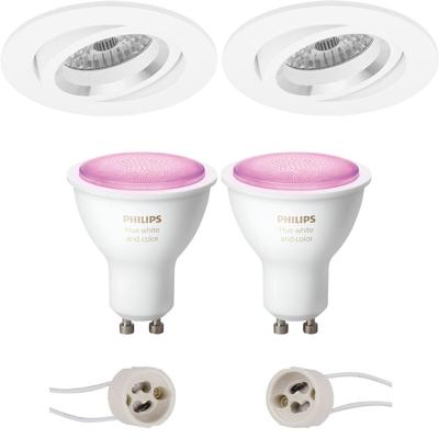 Philips Hue LED Spot Set GU10 - Rond Kantelbaar Mat Wit Ø82mm