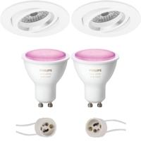 Philips Hue LED Spot Set GU10 - Rond Kantelbaar Mat Wit Ø82mm - thumbnail