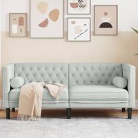 Tweezitsbank Chesterfield-stijl en bolsters fluweel lichtgrijs - thumbnail