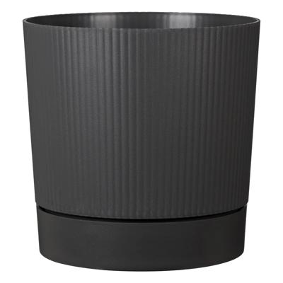 Ronde bloempot met waterreservoir - GARDEN ID - Lino - Ø 47 - 43 L - H 46 cm - Metaalgrijs