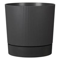 Ronde bloempot met waterreservoir - GARDEN ID - Lino - Ø 47 - 43 L - H 46 cm - Metaalgrijs - thumbnail