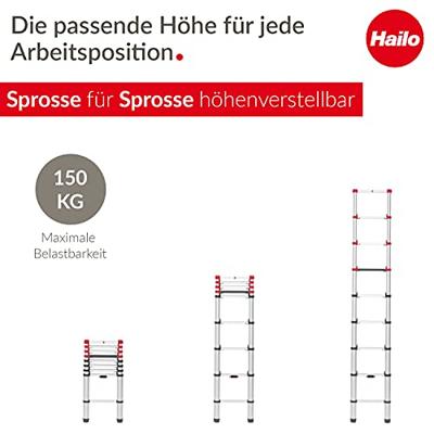 Hailo t80 aluminium telescoopladder 9 treden 94-264 cm - thumbnail
