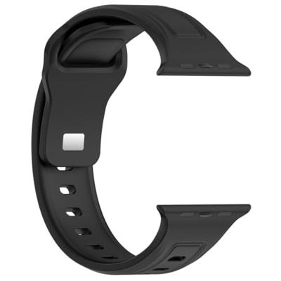 By Qubix - Square siliconen band - Zwart - Compatible met Apple Watch 44mm / 45mm / 46mm / 49mm - Compatible Apple watch bandjes