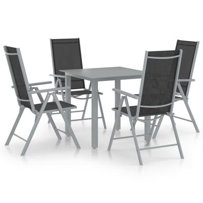 5-delige Tuinset aluminium zilverkleurig en zwart