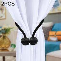 2 PC's Fashion geweven Punch-vrij rundvlees pees magnetische sluiting gordijn Strap(Black) - thumbnail