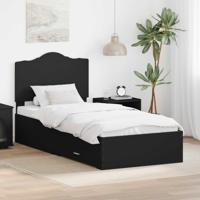 Bedframe met hoofdeinde met lade Zwart 75 x 190 cm Bewerkt hout - thumbnail