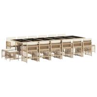 17-delige Tuinset met kussens poly rattan beige - thumbnail