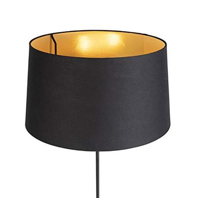 QAZQA Vloerlamp zwart met zwarte kap 45 cm verstelbaar - Parte QAZQA Vloerlamp zwart met zwarte kap 45 cm verstelbaar - Parte