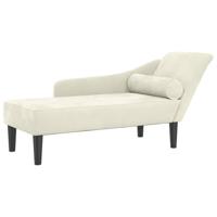 Chaise longue met kussens fluweel crèmekleurig - thumbnail