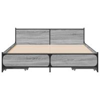 Bedframe met lades bewerkt hout grijs sonoma eiken 135x190 cm - thumbnail