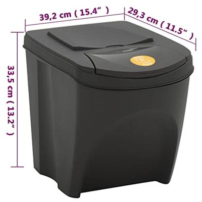 VidaXL Vuilnisbakken 4 st stapelbaar 100 l polypropeen grijs - thumbnail