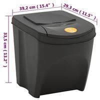 Vuilnisbakken 4 st stapelbaar 100 L polypropeen grijs - thumbnail