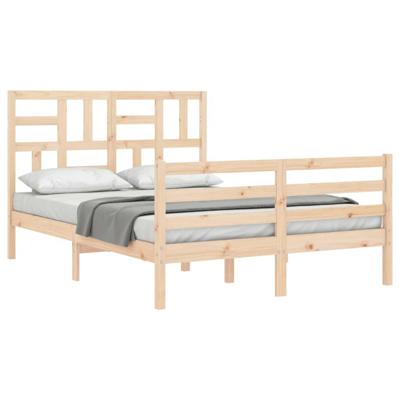Bedframe met hoofdbord massief hout 140x200 cm