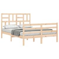 Bedframe met hoofdbord massief hout 140x200 cm - thumbnail