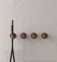 Bad- en Douchethermostaat Hotbath Cobber Inbouw 2 Stopkranen Geborsteld Koper PVD (excl. inbouwdeel) - thumbnail