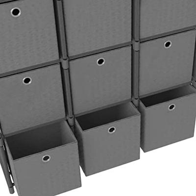 Kast met 15 vakken met boxen 103x30x175,5 cm stof grijs
