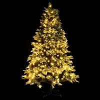 VidaXL Kerstboom met led en dennenappels 195 cm pvc en pe groen - thumbnail
