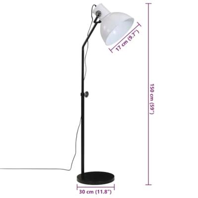 VidaXL Vloerlamp 25 w e27 30x30x90-150 cm wit