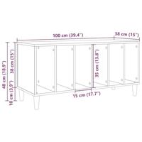 Platenkast 100x38x48 cm bewerkt hout artisanaal eikenkleur - thumbnail