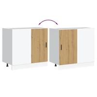 Keuken onderkast Lyon bewerkt hout artisanaal eikenkleur - thumbnail