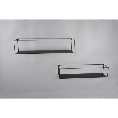 Zwart Metalen Wandrek Set - 2-delige Wandplanken - Trion Asil