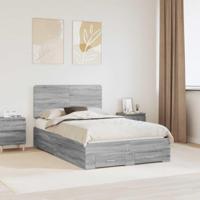 Bedframe met hoofdeinde Grijs Sonoma 135 x 190 cm Bewerkt hout - thumbnail