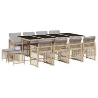 13-delige Tuinset met kussens poly rattan beige - thumbnail