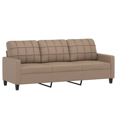 3-delige Loungeset met kussens kunstleer cappuccinokleurig