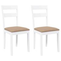 Eetkamerstoelen met kussens 2 st massief hout rubber wit - thumbnail