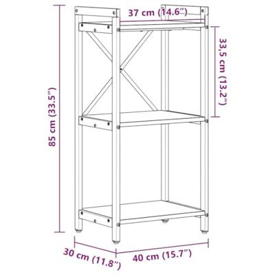 Boekenkast Zwart eiken 40 x 30 x 83 cm Bewerkt hout