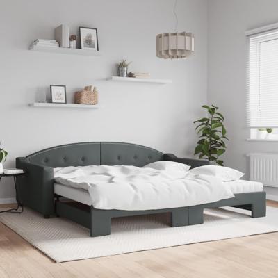 Slaapbank onderschuifbed matrassen 100x200 cm stof donkergroen