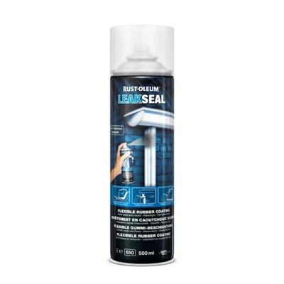Rust-Oleum rubber spray spuitbus - Leakseal - transparant - zijdeglans - 0,5l - spuitbus
