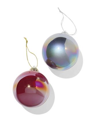 HEMA Kerstballen set glas olie rood-zilver - 2 stuks (multi)