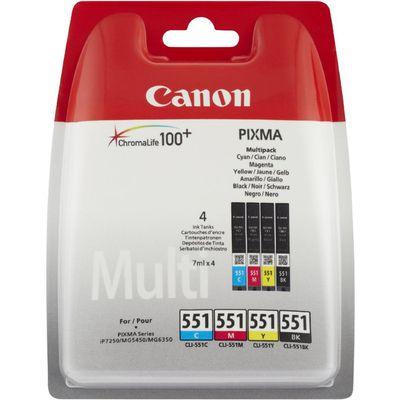 Inktcartridge Canon CLI-551 zwart + 3 kleuren