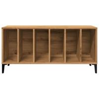 Platenkast 100x38x48 cm bewerkt hout artisanaal eikenkleur - thumbnail