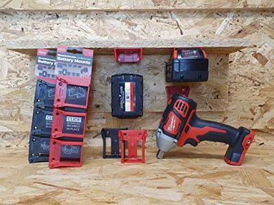 Stealthmounts Batterijhouders voor Milwaukee M18 18v | Zwart | 6 stuks - BM-MW18-BLK-6