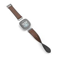 Hama Polsband Voor Fitbit Versa 3/Sense Horlogebandje Van Leer En Silic. Bruin - thumbnail