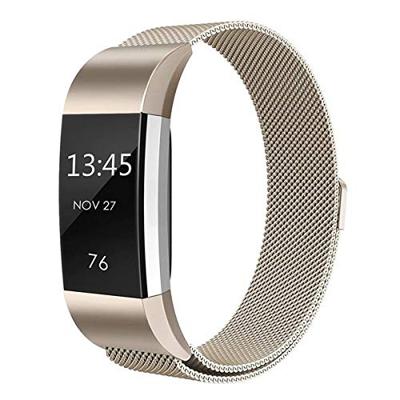 By Qubix - Compatible met Fitbit Charge 2 milanese bandje - Maat: Large - Vintage goud - Compatible fitbit bandje