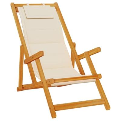 Strandstoel inklapbaar met armleuningen acaciahout en textileen