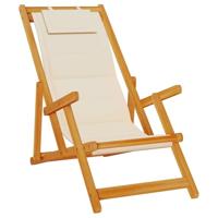 Strandstoel inklapbaar met armleuningen acaciahout en textileen - thumbnail