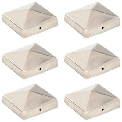 Paalkappen 6 st piramide 81x81 mm roestvrij staal Paalkappen 6 st piramide 81x81 mm roestvrij staal